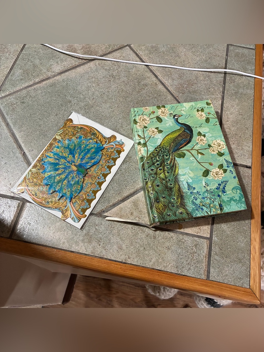 Peacock notebook journal and card